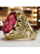 Oro amarillo de 14 quilates Rubí Anillo Estilo vintage vrc020y